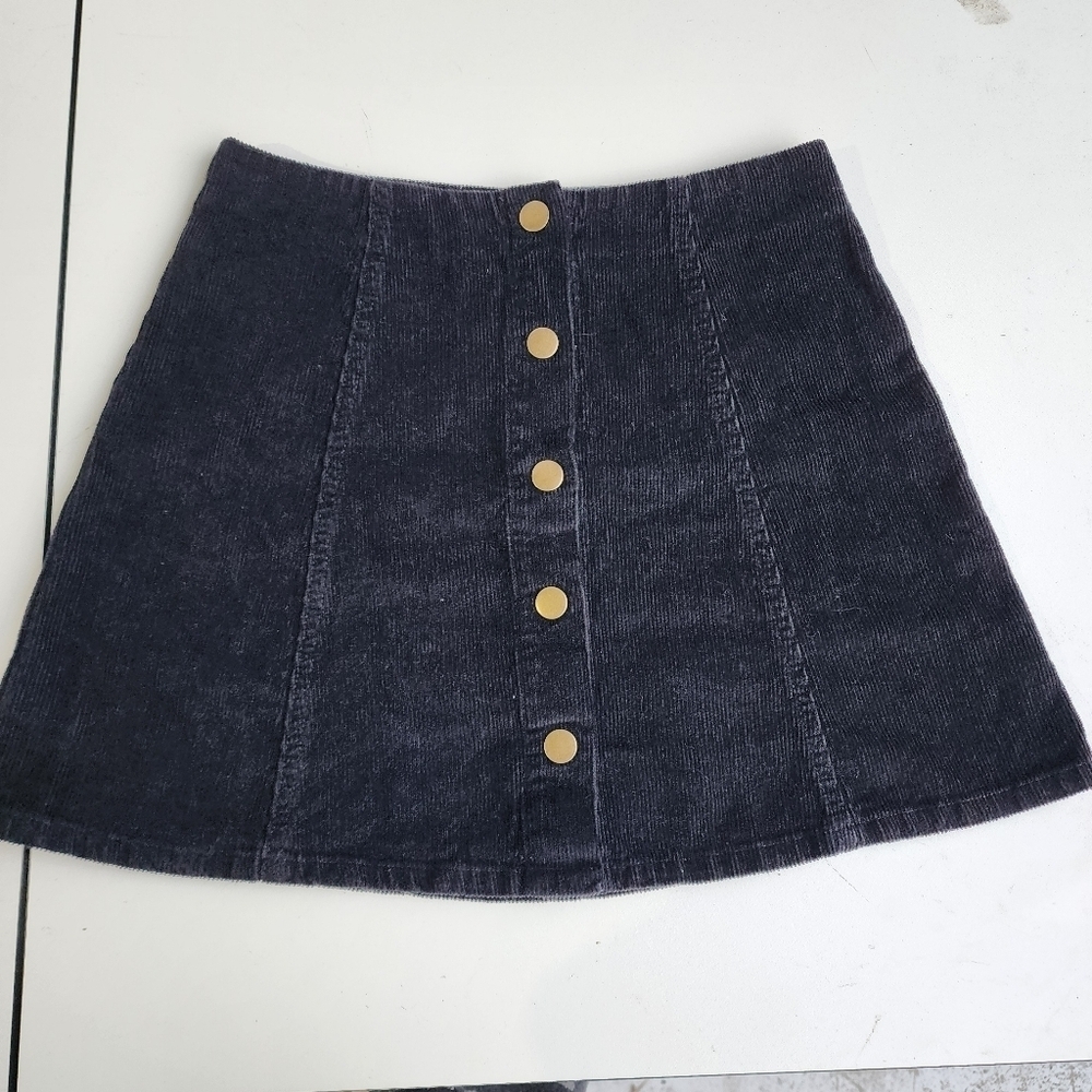 The Rockin Rev Womens Black Cotton Blend A-Line Skirt Button 100% Cotton Sz 4